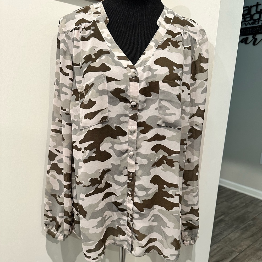 Torrid Sheer Camouflage Button Down